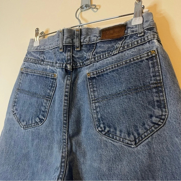 VTG L.L. BEAN 90s High Waisted Contrast Stitching Light Wash Mom Jeans - Picture 6 of 13